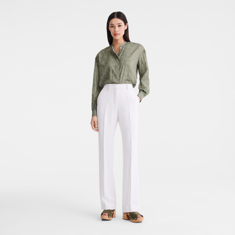 Pantalones Longchamp Trousers Mujer Ecru | LC-RGCT6411