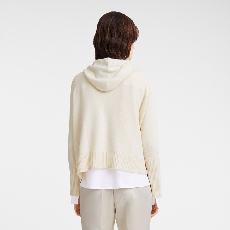 Prendas De Punto Longchamp Hoodie jumper Mujer Ecru | LC-EBJW3520