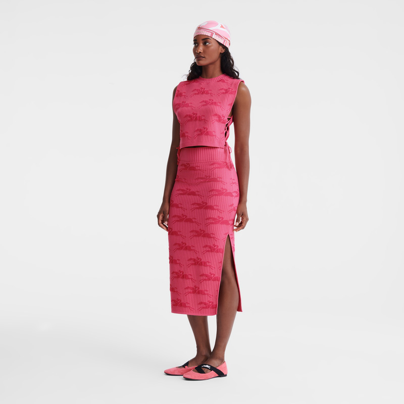 Prendas De Punto Longchamp Midi skirt Mujer Rosas | LC-EAOZ3938
