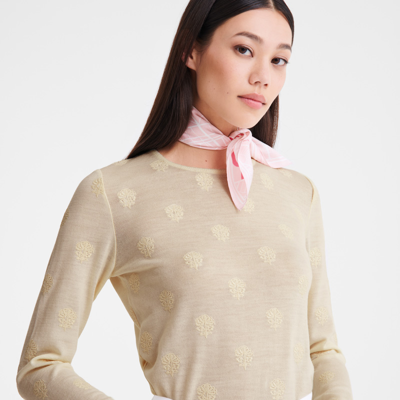 Prendas De Punto Longchamp Round neck sweater Mujer Ecru | LC-IJQD4028
