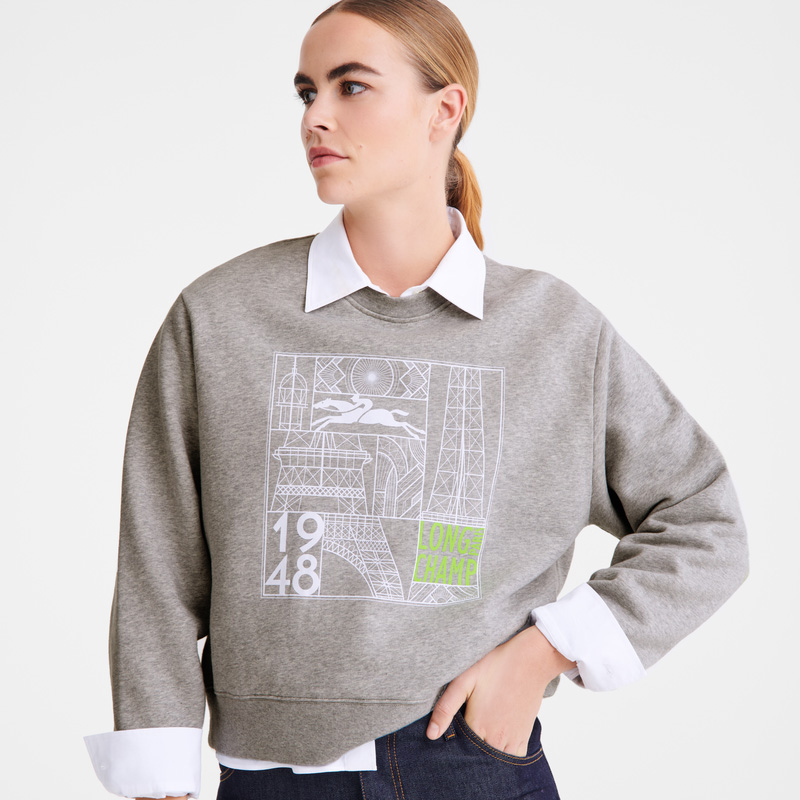 Prendas De Punto Longchamp Sweatshirt Mujer Gris | LC-GDCA4683