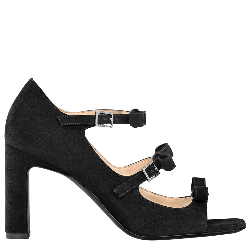 Sandalias Longchamp La Baronne Sandals Mujer Negras | LC-SYGW0608