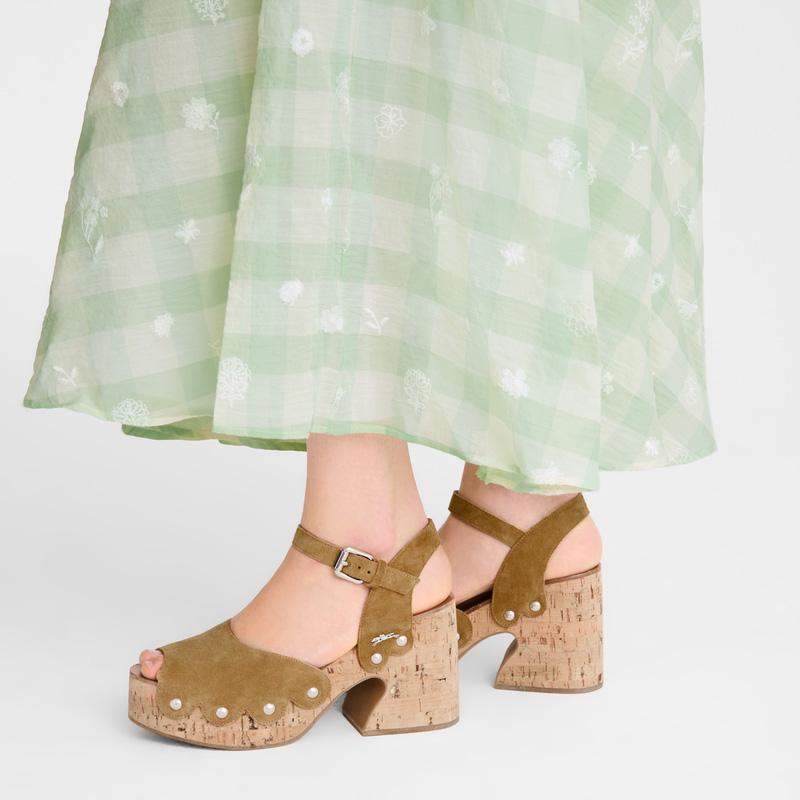 Sandalias Longchamp La Cigale Sandals Mujer Walnut | LC-JXRL0299