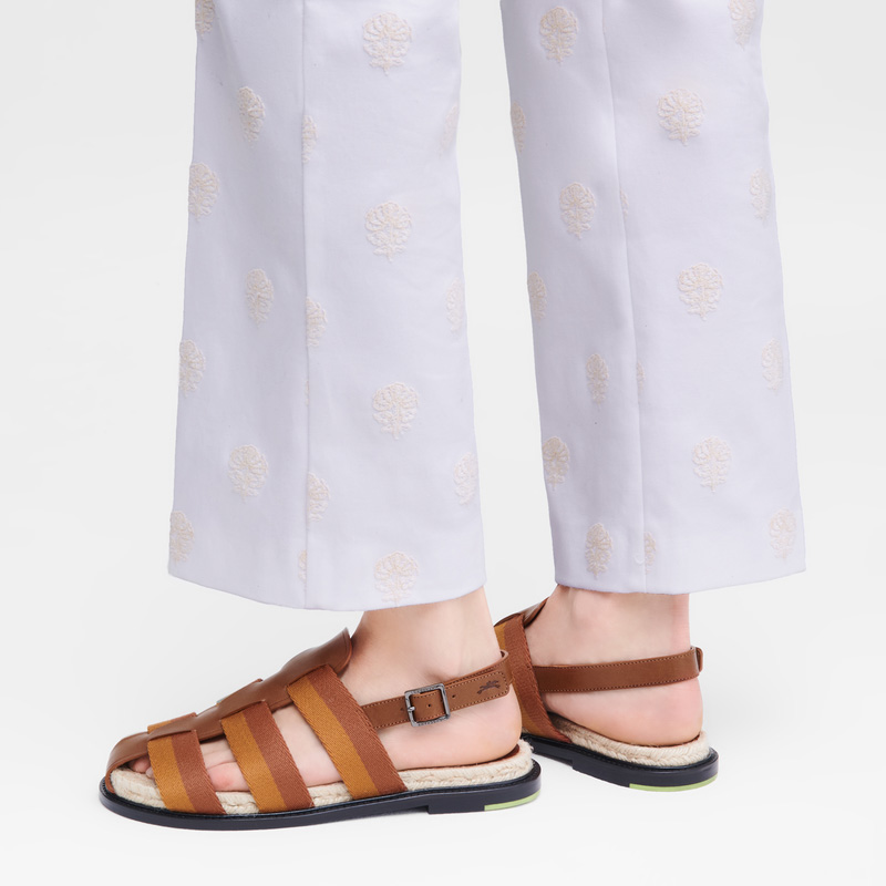 Sandalias Longchamp Shadow Sandals Mujer Cognac | LC-MDLY4798