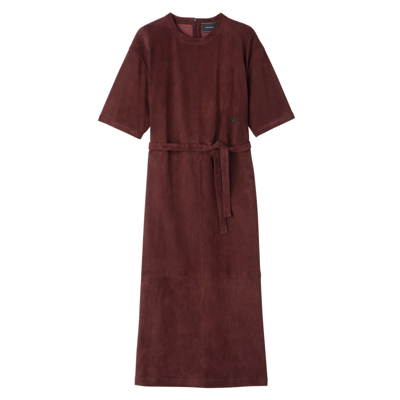 Vestido Longchamp Leather long dress Mujer Burdeos | LC-MMVI5627